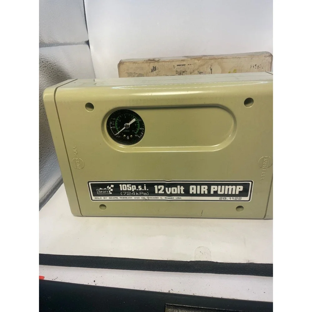 SEARS Portable 12 Volt Air Pump with Guage ~Pumps Up to 105 PSI Pressure ~ Japan